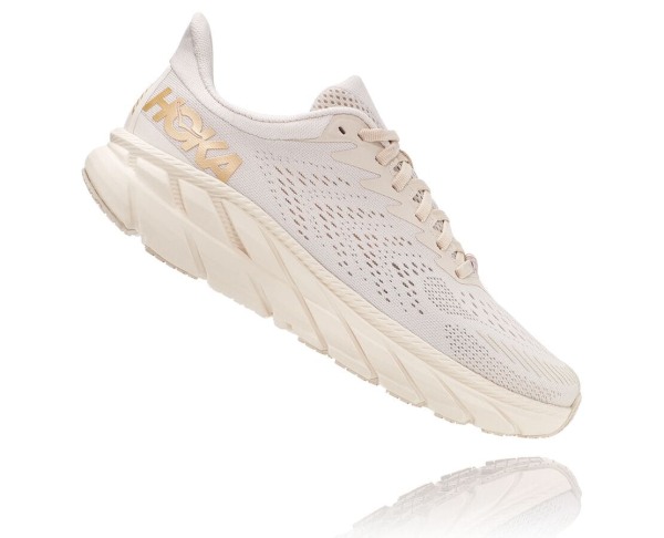 Hoka One One Clifton 7 Womens UK - Beige Road Running Shoes - USEIJ8439